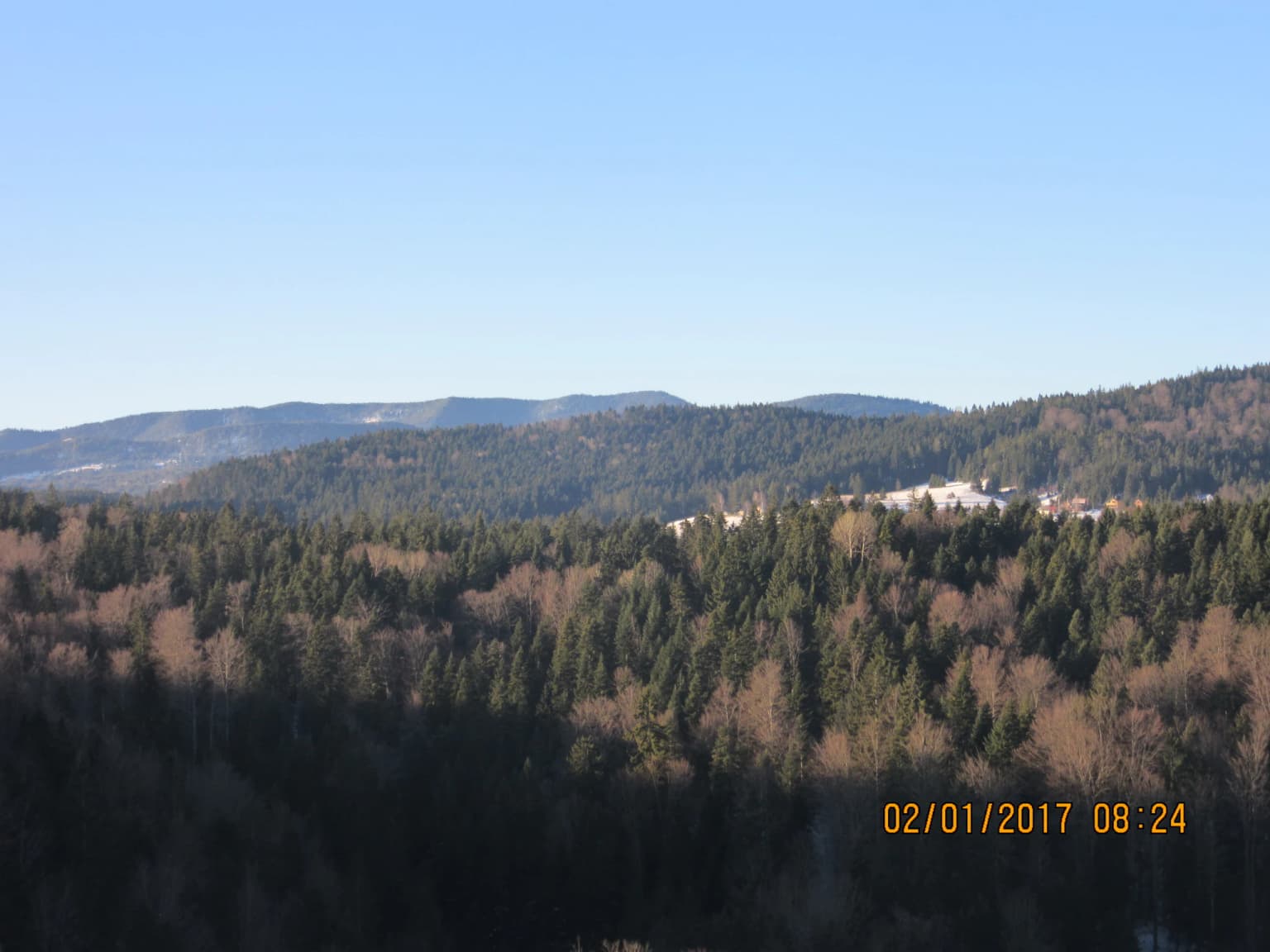 Panoramic landscape of Tara National Park showing forested hills, mountains, and clear blue sky